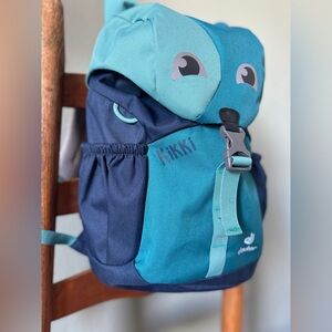 Kids DEUTER Kikki Backpack Reflective Lightweight Blue Animal Shaped Childs Pack